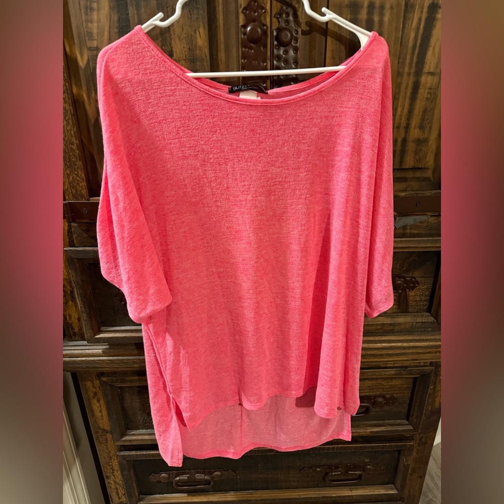 Women's glitzy girlz Pink Top - size 1x - NWT